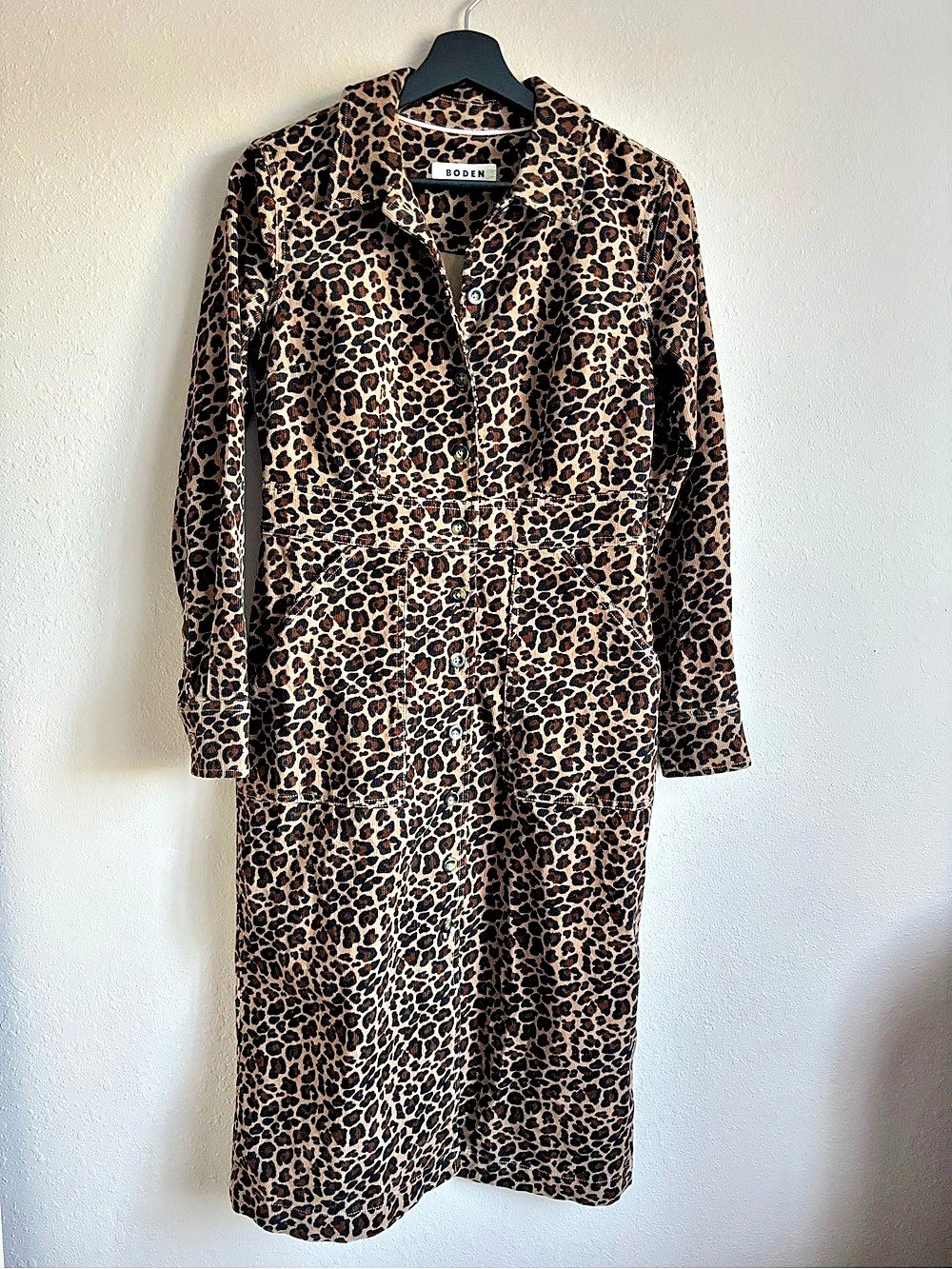 Boden Leopard Fields Fleur Cord Midi Dress Size 4 - Picture 2 of 10
